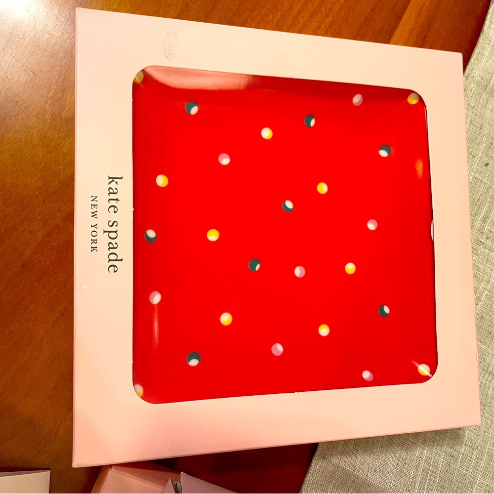 Kate Spade set of 2 Lenox 5.75 “ red dot square tray or plates